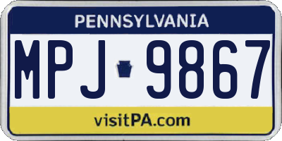 PA license plate MPJ9867