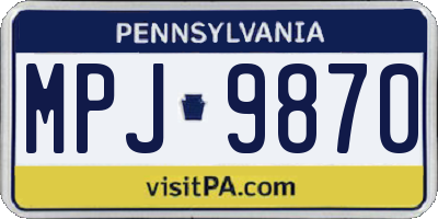 PA license plate MPJ9870