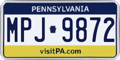 PA license plate MPJ9872