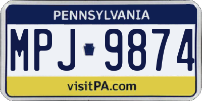 PA license plate MPJ9874
