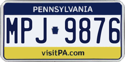 PA license plate MPJ9876