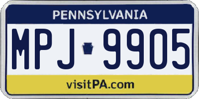 PA license plate MPJ9905