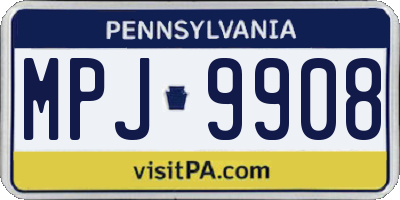 PA license plate MPJ9908