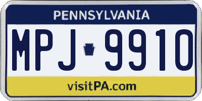 PA license plate MPJ9910
