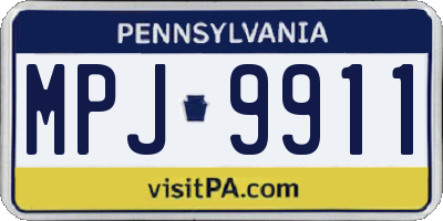 PA license plate MPJ9911