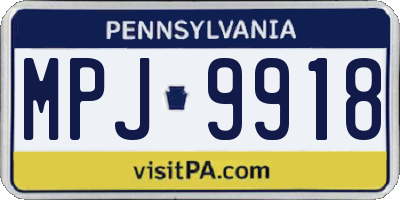 PA license plate MPJ9918