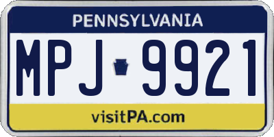PA license plate MPJ9921