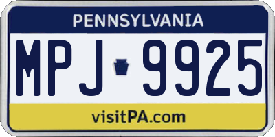 PA license plate MPJ9925
