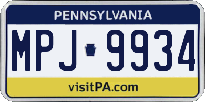 PA license plate MPJ9934