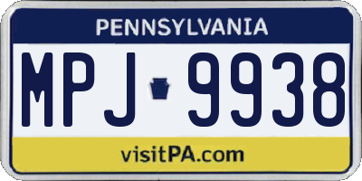 PA license plate MPJ9938