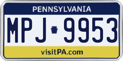 PA license plate MPJ9953