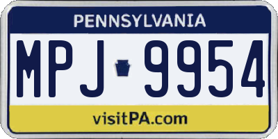 PA license plate MPJ9954