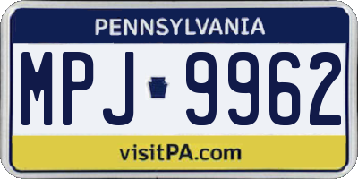 PA license plate MPJ9962
