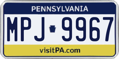 PA license plate MPJ9967