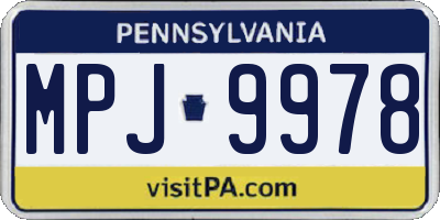 PA license plate MPJ9978