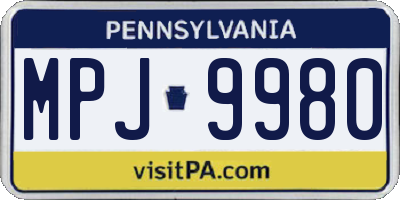PA license plate MPJ9980