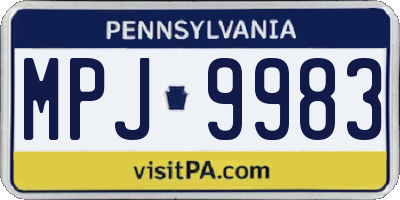 PA license plate MPJ9983
