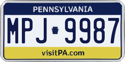 PA license plate MPJ9987