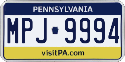 PA license plate MPJ9994