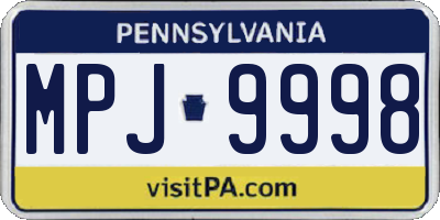 PA license plate MPJ9998