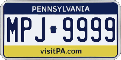 PA license plate MPJ9999
