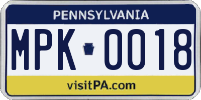 PA license plate MPK0018