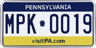 PA license plate MPK0019