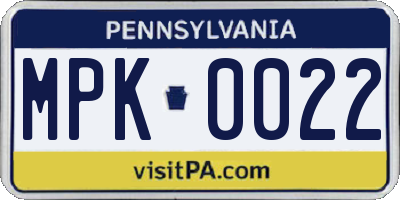 PA license plate MPK0022
