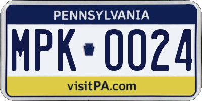 PA license plate MPK0024