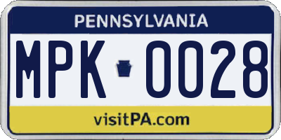 PA license plate MPK0028