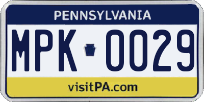PA license plate MPK0029