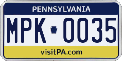 PA license plate MPK0035