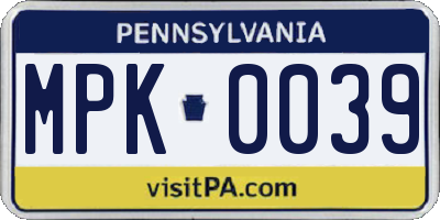 PA license plate MPK0039