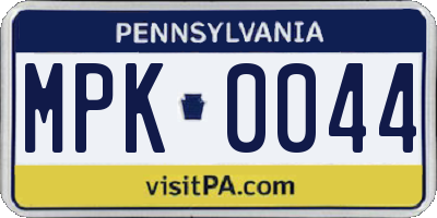 PA license plate MPK0044