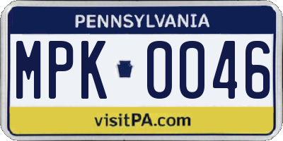 PA license plate MPK0046