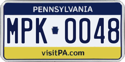 PA license plate MPK0048