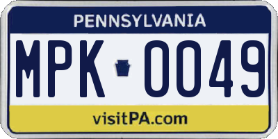 PA license plate MPK0049