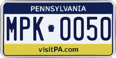 PA license plate MPK0050