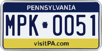 PA license plate MPK0051