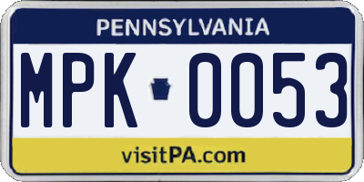 PA license plate MPK0053