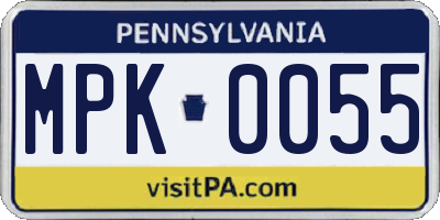 PA license plate MPK0055