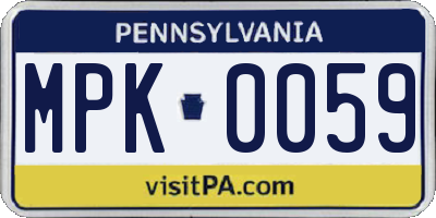 PA license plate MPK0059