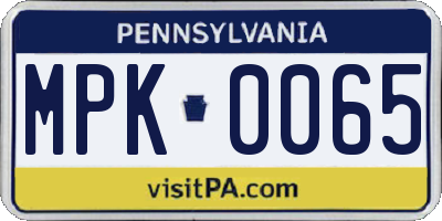 PA license plate MPK0065
