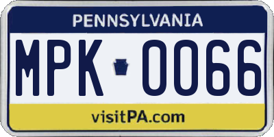 PA license plate MPK0066