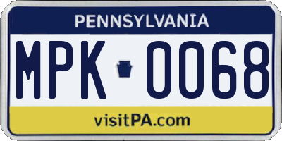 PA license plate MPK0068