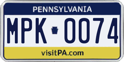 PA license plate MPK0074