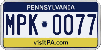 PA license plate MPK0077