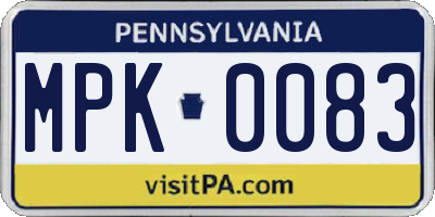 PA license plate MPK0083