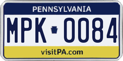 PA license plate MPK0084
