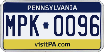 PA license plate MPK0096